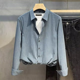 Shirt Men's Long Sleeves Fall New Anti-Ringhold Small Casual Shirt Business High-End