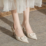 Zingj Baotou V Buckle Sandal 2024 New Pointed Thick Heel With The Air