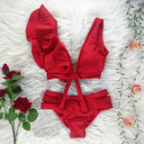 New High Waist Bikini Swimwear Women Swimsuit Ruffle Bikinis Set Swimming Suit Bathing Suit Summer Biquini