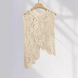 Zingj Lace Blck Heavy Embroidery Irregular Design Sense European Knit Hollow Sleeveless Jacket In The