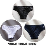 Floral Lace Women's Panties Female Hollow Out Mesh Briefs Transparent Low Rise Underwear Ladies Big Size Lingerie