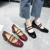 Zingj Women's Shoes French Style New Vintage Mary Jane Shoes Thick Heels One-Word Buckle High Heels Square Head Fashionable Ladies Single