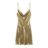 Women's Clothing 2025 Winter New Fashion Banquet Bright Metal Collar Short Sling