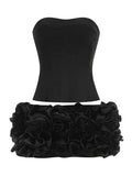 Three-Dimensional Flower Sexy Strapping Bra Two Sets Of Tight Floral Skirt Ultra-Short Skirt Dinner Skirt
