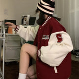 letters high quality simple baseball uniform womans jackets winter 2021 version loose lazy style korean coats