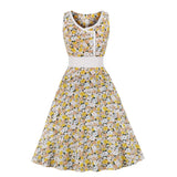 Retro Dresses Audrey Hepburn 1950s 60s Rockabilly Floral Printed Button Pinup Ball Grown Party Robe 2022