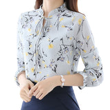 2021 Spring New Fashion Chiffon Women Blouse Shirt Long Sleeve Tops Casual Blouse Slim Women Clothing Print Ladies