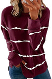 Tie-dyed Printed Striped Round Neck Loose