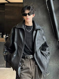 Selling Collar Velvet Version Of The Locomotive Leather Men's Autumn And Winter Leisure Leisure Loose Senior Sense Men's Jacket