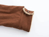 Corduroy Turn-down Collar Fur Lining Jacket- Outfit