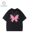 T-shirt Black Y2k Streetwear Letter Printed Gothic Female BF Style T Shirt Kawaii O-Neck Short Sleeve Loose Oversized