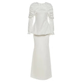 2025 Autumn New Women's Temperament Glazed Folded Long-Sleeved