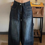 Street Vintage Water Wash Scissors Jeans Babes Design Broad Legs Casual Thin To Make Old Tug