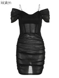 Fashion Sexy See Through Invisible Strap Mini Bodycon Dresses Women Office Lady Streetwear Y2K Nightclub Party