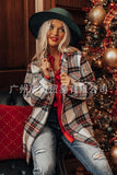 The Ins Winter Christmas Street Hipster Long Sleeve Lapel Loose Type Women's Fur Plaid Coat-Outfit