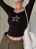 Patch Long Sleeve Knit Crop