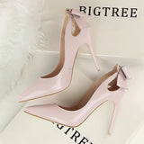 Shoes Patent Leather Women Heels Pointed Toe Woman Pumps Sexy High Heels 2022 Hot Bow-Knot Pumps Women Stiletto