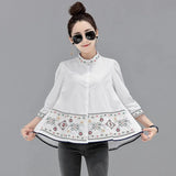 Autumn Dress New 2025 Korean Version Versatile Standing Collar Embroidery A Word Doll Shirt Female Jacket