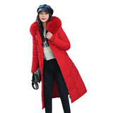 Cotton-Padded Clothes Female 2024 Winter New Korean Version Fashion Waist Show Thin And Thick And Long Over The Knee Big Hair Collar-Outfit