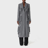 Zingj 2024 New Fashion Temperament Multi-Pocket Decoration Design Sense Long Suit Jacket Show Thin Suit