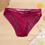 Lace Panties Women Sexy FINETOO Low Waist Underwear Women Mesh Hollow Out Briefs Female Underpants Geometric