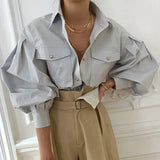 Office Work Blouse Women 2021 New Solid Casual Loose Shirt Ladies Long Sleeve Blusas