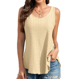 Zingj Summer New Round Collar Sleeveless Solid Color Condole Belt Casual Vest-Outfit