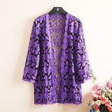 Lace Cardigan Embroidery Women Casual Vintage Jackets Mujer Coat Jaqueta Feminino Casaco De La Big Plus Size 2XL~4XL