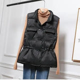 Ultra Light Down Vest Women Short Jacket White 90% Duck Down Coat Windproof Lightweight Warm Waistcoat Adjustable