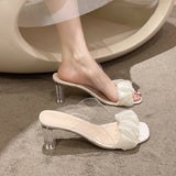 New Korean Version Of The Fairy Wind Transparent Thick With A Word Of The Head Folded Cold Slippers Xia Gao And Slippers