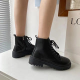 2025 New Black Handsome Martin Boots Women's Thick-Bottomed Short