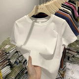 Taro Purple Cotton Short-Sleeved T-Shirt Women's New Loose Round-Neck T-Shirt Blouse In The Summer Of