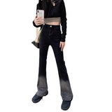 Zingj Gray Gradient Micro Bell Bottom Pants Children 2024 New Autumn Design Sense Minority Hot Girl Wind Show Thin Pants Women-Outfit