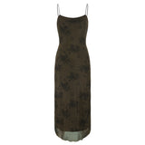 Zingj Dark Wind Cool Girl Dirty Print 2023 Summer New Women's Street Spice Girl Sling Long Skirt