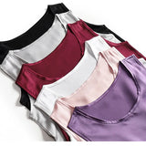 2021 Strap Top Women Halter O Neck Basic White Cami Sleeveless Satin Silk Tank Tops Women'S Summer Camisole Plus