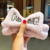 Face Hair Holder Hairbands Soft Warm Coral Fleece Bow Animal Ears Headband For Women Girls Turban Fashion Hair