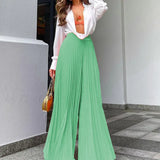 Spot Autumn 2025 New Women's Fashion Temperament Pressure Pleated Long Wide-Leg