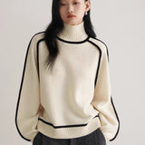 Maillard Autumn Winter Stripes Thin Leisure Loose Set Knitted Lazy Wind