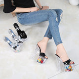 Zingj Ultra High With Crystal Slope With Slippers Women's Summer Waterproof Platform Anti-Slip Thick Bottom Sexy Versatile With Ultra High With Cool
