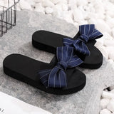 Women Summer Stripe Beach Sandals Slipper Indoor Outdoor Flip-flops Beach Shoes Fashion Female Casual Bow