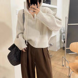 Hooded Solid Color Sweater Cardigan Women 2024 Autumn And Winter New Korean Version Loose Casual Short Knitted Coat