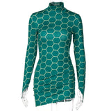 Women Autumn Long Sleeve Printed Bodycon Sexy Part Club Mini Dress 2021 Fall Wholesale Lots Bulk Clothes