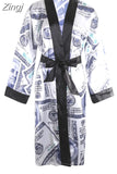 Aesthetic Cardigan Long Sleeve Midi Bandage Dress Money Pajamas Fall Clothes for Women 2023 Fashion Sexy Lounge