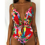 Sexy Women Swimwear One Piece Swimsuit Female Bather Printed Bathing Suit Swim Long Strap Wrap Around Lady