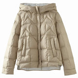 Autumn And Winter New Korean Version Loose White Duck Velvet Hooded Down Jacket Female Casual Fashion Warm Long Sleeve Short Coat-Outfit