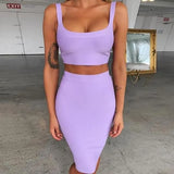 2pc Skirt Set For Women Sexy Crop Top And High Waist Skirt Outfits 2022 Summer Lady Orange Club Party Dress Set