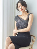 Temperament Sexy Slanted Shoulder Sling Dress 2025 Summer Korean Version Of The Thin Bag Hip Bottom