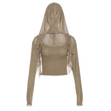 Zingj 2023 Fall Sweater Sexy Personality Street Niche Sexy Hot Girl Smoouse Off The Shoulder Two Sets-Outfit