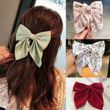 Dot Floral Print Hair Clips Girls Daisy Bow Hairpin Pastoral Retro Style Barrettes Big Bowknot Hairpin Hair