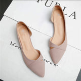 Zingj Bird New Fashion Pointed Head Shallow Mouth Side Empty Flat With Flat Bottom Pregnant Women With Versatile Single Shoes Powder Black Work Women's Shoes-Outfit